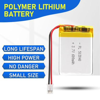 503040 3.7V Lipo Battery 600mAh Rechargeable Lithium - size: 600mAh 503040
