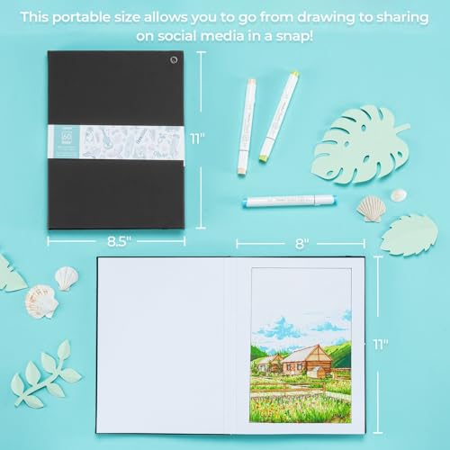 Ohuhu 8.5"x11" Double-Sided Bleedproof Marker Pad Art Sketchbook 60 Sheets - size: 8.5" x 11"