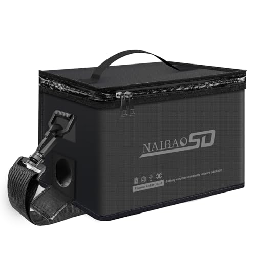 Fireproof Lipo Battery Bag, 11 x 8 x 6.5 in - color: black