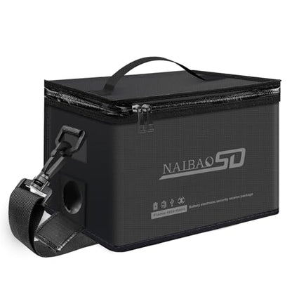 Fireproof Lipo Battery Bag, 11 x 8 x 6.5 in - color: black