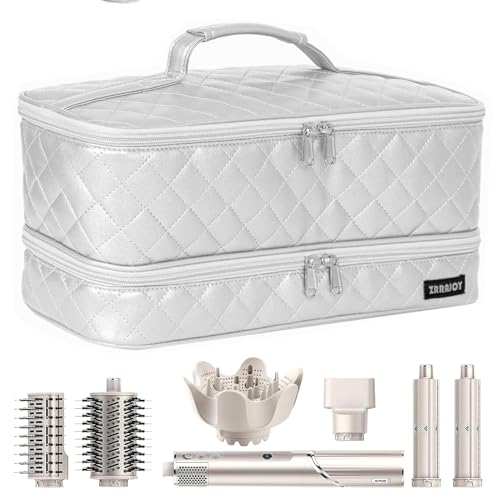 ZRRAJOY Double Layer Storage Case For Shark Flexstyle, Travel Carrying Case For Shark 430/440 Flexstyle, Organizer Bag For Shark Flexstyle/Dyson Airwrap Styler Attachments - color: Silver
