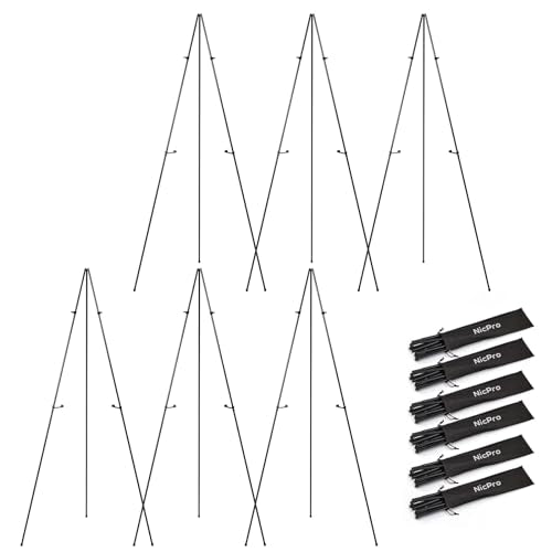 Nicpro 6 Pack 63 Inches Easel Stand for Sign, Black, with Carry Bags