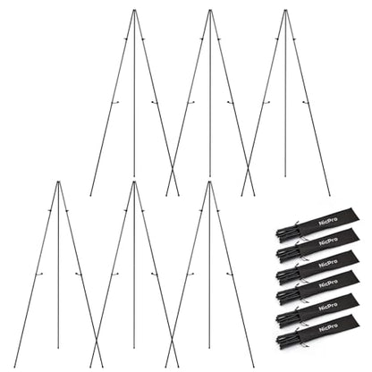 Nicpro 6 Pack 63 Inches Easel Stand for Sign, Black, with Carry Bags