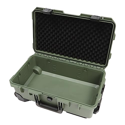 Waterproof Travel Camera Hard Case, 22” x 14” x 9” Camera Large Protective Hard Camera Case with Customizable Foam Large Rolling Lockable Hard Storage Case for Cameras, Drones. (Green) - color: Green