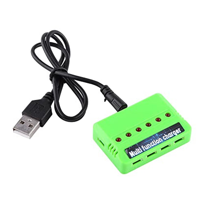 X5C Drone 6 in 1 Multi Battery Fast Charger ABS Housing, Simultaneous 6 Bank Charging Station with USB Cable for Quadcopters