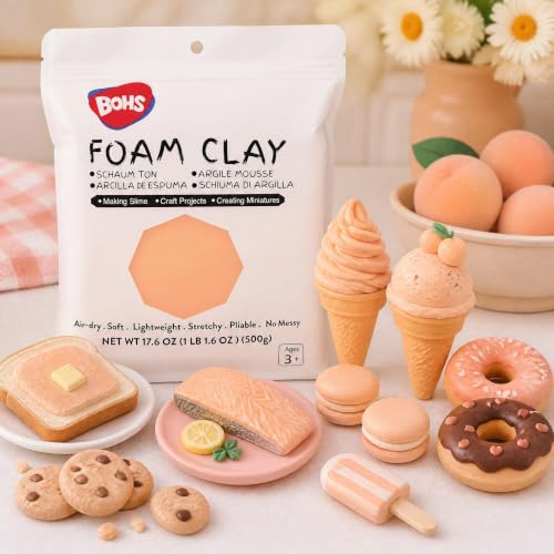 BOHS Foam Clay, Peach Air Dry Modeling Clay, 1.1 lb - color: Peach, size: 500 g