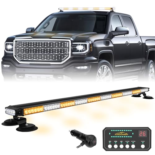 XRIDONSEN 45.5" 128 LED Roof Strobe Light Bar Amber White Warning Lights - color: Amber/White