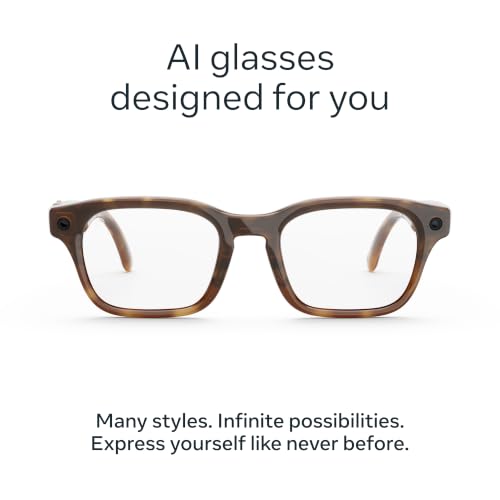 Meta Glasses, Adventurer AI Glasses - color: Classic Tortoise/Clear Lenses, size: Standard
