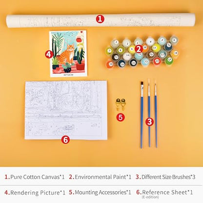 TUMOVO Cute Orange Cat Paint by Numbers Craft Kit for Adults - color: Cat