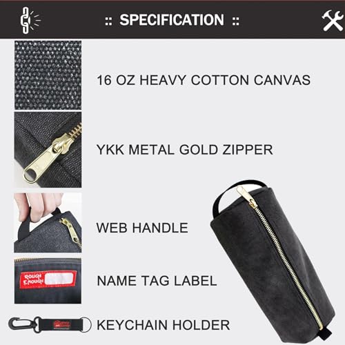 Rough Enough Waxed Canvas Small Tool Pouch Bag, Black - color: Black