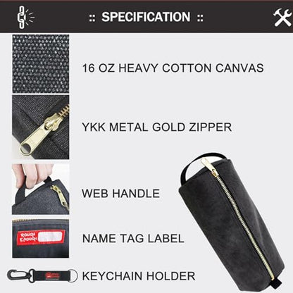 Rough Enough Waxed Canvas Small Tool Pouch Bag, Black - color: Black