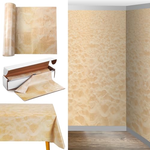 Oudain 54 Inch x 100 ft Beach Sand Tablecloth Roll with Cutter Box - style: Beach Gold