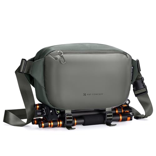 K&F CONCEPT 2 in 1 Camera Sling Bag, Everyday Shoulder Bag - color: 07 Cyan Grey Medium