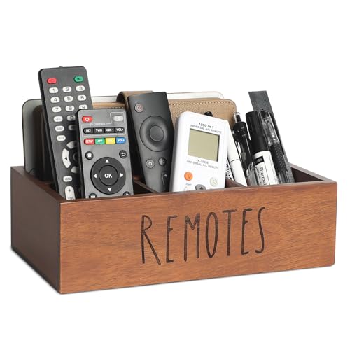 LBEMEY Acacia Wood Remote Control Holder, TV Remote Holder, Remote Organizer for Table,Home,Living room, bedroom for Wooden Remote Box (Brown, XL,for 6+ Remote Controls) - size: XL,for 6+ Remote Controls