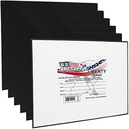 U.S. Art Supply 9 X 12 Inch Black Art Canvas Board Panels 6 Pack - 8 Ounce - size: 9" x 12"