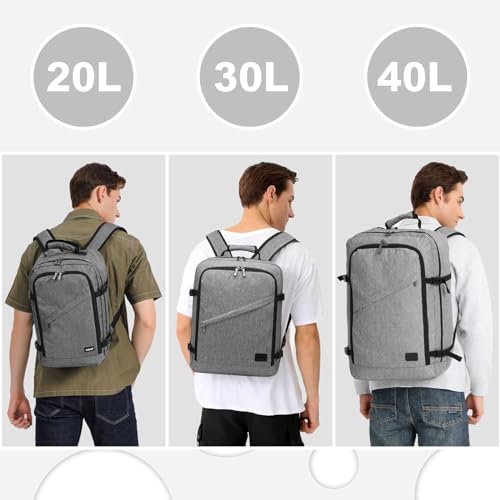 Kono Travel Backpack Airline Approved Overhead Bin Personal Item Bag - color: Grey, size: Large