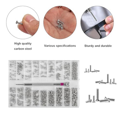 500 Pcs Micro Screw Repair Kit M1.2 M1.4 M2 Self Tapping Tiny Screws
