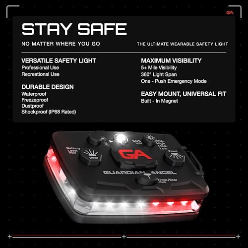 Guardian Angel Elite Safety Light - White/Red Front & White/Red Rear - color: WhiteRed/WhiteRed, size: 1-Pack