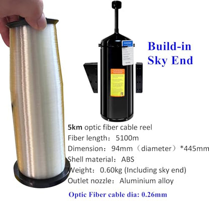 5km FPV Optic Fiber Cable with Build-In Sky End Optical Fiber Cable Image Data Module Transimission, Wired Signal Transmitter Optical Receiver Link Ground End Station for FPV Drone Accessories (5km) - size: 5km