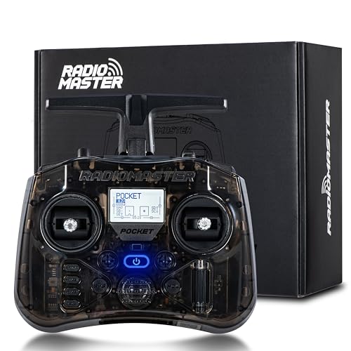 Radiomaster Pocket ELRS Remote Controller Portable Hall Gimbal EdgeTX Transmitter with LED Light for FPV Drone/RC Helicopter&Car Boats&Multirotor (Battery Not Included) - color: Black
