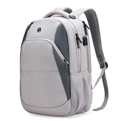 Swissdigital Design Large Business Laptop Backpack with Smart USB Charging Port Travel Backpack Fits 15.6 inches laptops - color: Mauve Grey
