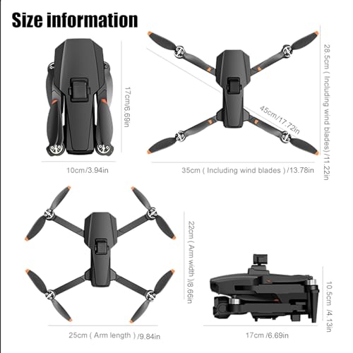 GPS Drone with 2 Wide-Angle Camera 4K for Adult,5" Screen Control - color: black