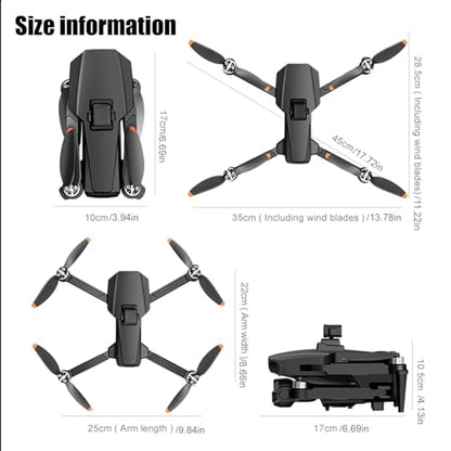 GPS Drone with 2 Wide-Angle Camera 4K for Adult,5" Screen Control - color: black