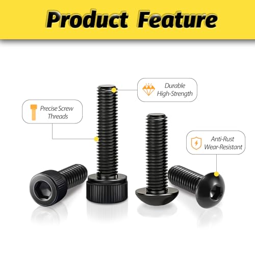 KADRICK 1580PCS M4 Screws Assortment,Hex Socket Button & Cap Head - size: M4 1580Pcs 6-40mm