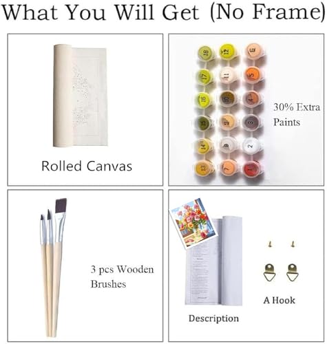 ZRIZQ Paint by Numbers Kit for Adults Beginner,Flowers 16x20 - color: 16"X20"Rolled Canvas-Flowers 9
