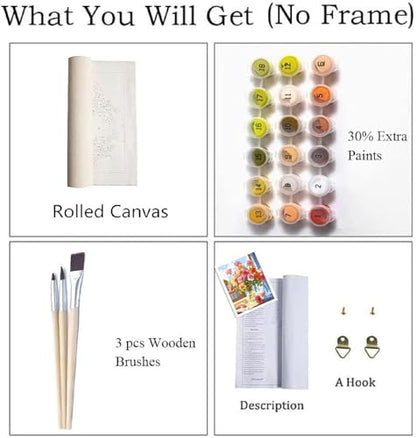 ZRIZQ Paint by Numbers Kit for Adults Beginner,Flowers 16x20 - color: 16"X20"Rolled Canvas-Flowers 9