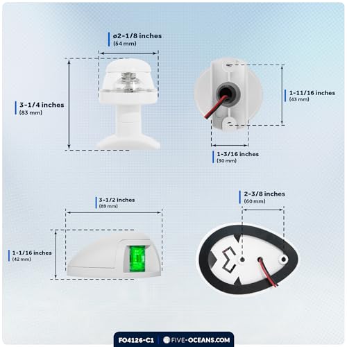 Five Oceans LED Anchor & Bi-Color Boat Navigation Light Kit - style: Anchor & Bi-Color Light - Kit#1 (White)