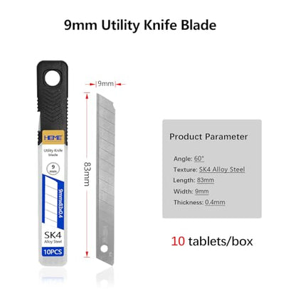Tools 30Pcs 9mm Utility Knife Replacement Blades Snap off 60 Degree，Blades for Utility Knife and 9mm Box Cutter - Razor Sharp SK4 Steel - size: 9mm 30PC