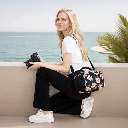 DOMISO Camera Bag Case Waterproof Anti-shock Shoulder Bag, Flower - color: Flower