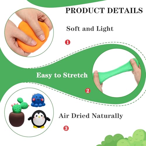 Winnerwhy 144 Pcs Total 76oz Air Dry Clay Soft Non-Toxic, Multicolor - color: Multicolor