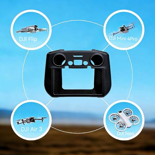 Silicone Protective Cover Case Sleeve for DJI RC 2 Remote Controller, Shockproof Scratch-Resistant Dustproof Grip Sleeve, Compatible with DJI Mini 4 Pro / Air 3 / Neo / Flip Fly More Combo Controller Accessories (Black) - color: Black
