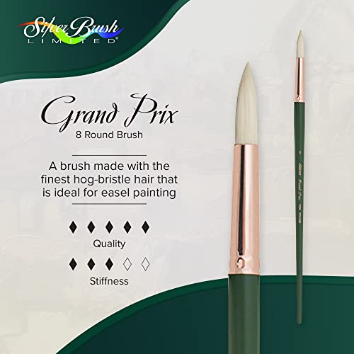 Silver Brush Limited Grand Prix Round Oil Paintbrush, Size 8, Long Handle - size: Size 8