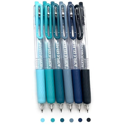 6 Colors 0.7mm Fine Pointed Acrylic Gel Pen Set,Nordic Blus - color: Blue