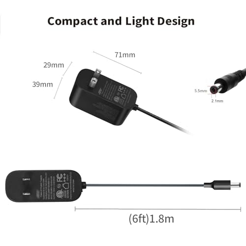 Tonton 12V 2A 6Ft Power Supply Adapter, 24W Universal Charger AC 100-240V with 8Tips to 12Volt DC Plug 2A 1.8A 1.5A 1.2A 1A 0.5A UL/CE/FCC Certified for LED, Router, Security Camera, Keyboard, Scanner - color: 12V 2A+8Tips