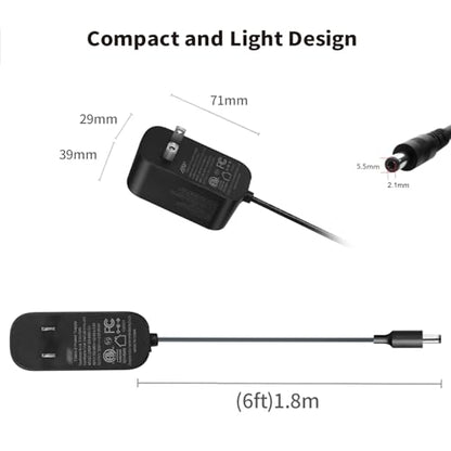 Tonton 12V 2A 6Ft Power Supply Adapter, 24W Universal Charger AC 100-240V with 8Tips to 12Volt DC Plug 2A 1.8A 1.5A 1.2A 1A 0.5A UL/CE/FCC Certified for LED, Router, Security Camera, Keyboard, Scanner - color: 12V 2A+8Tips