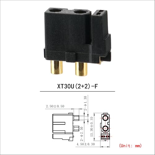 ELFCULB 10PCS Amass XT30U(2+2) Female Connectors for FPV Drones - color: 10pcs XT30U(2+2) Female