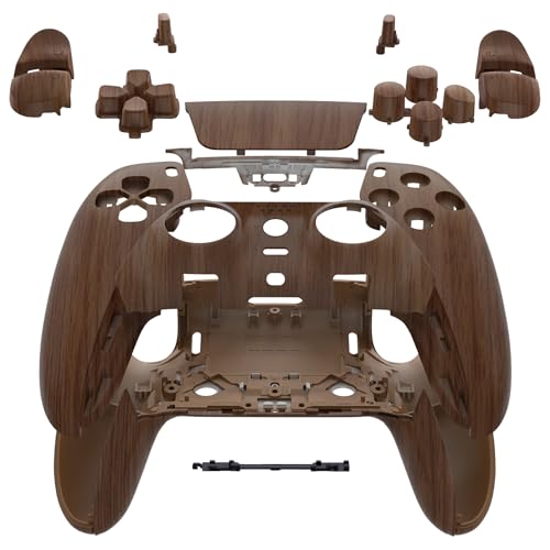 eXtremeRate Full Set Shell with Buttons Touchpad Cover Compatible with p s 5 Edge Controller, Wood Grain Replacement Decorative Trim Shell Front Back Plates Compatible with p-s-5 Edge Controller - color: Wood Grain