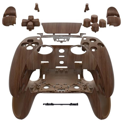 eXtremeRate Full Set Shell with Buttons Touchpad Cover Compatible with p s 5 Edge Controller, Wood Grain Replacement Decorative Trim Shell Front Back Plates Compatible with p-s-5 Edge Controller - color: Wood Grain