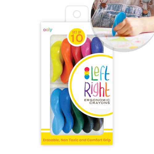 Ooly Left Right Ergonomic Erasable Crayons for Young Kids, Set of 10 - style: Left Right Crayons