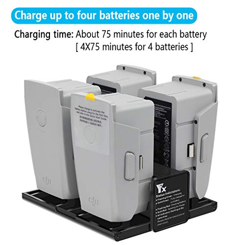 Hanatora Digital Display 4 in 1 Foldable Battery Charging Hub for DJI Air 2S,Mavic Air 2 Drone,Multi Charger in Sequence Charge Accessories