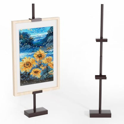 31.5"H Adjustable Tabletop Picture Frame Stand, Tabletop Easel Stand, Brown - color: Brown