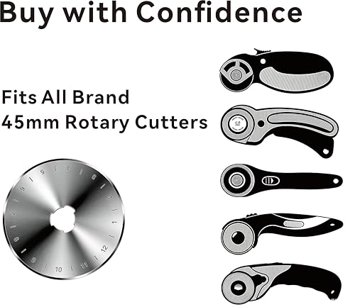 10 Pack 45mm Rotary Cutter Blades for Olfa Fiskars Replacement Blades SKS-7