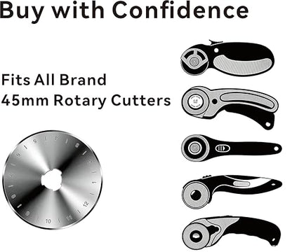 10 Pack 45mm Rotary Cutter Blades for Olfa Fiskars Replacement Blades SKS-7