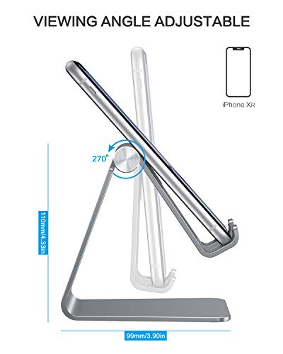 OMOTON C2 Adjustable Aluminum Cell Phone Stand with Charging Cutout, Grey - color: Grey