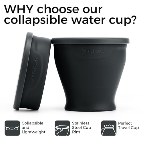 TakeToday Collapsible Cup 8 oz 2-Pack for Travel, Navy & Charcoal - color: Navy & Charcoal