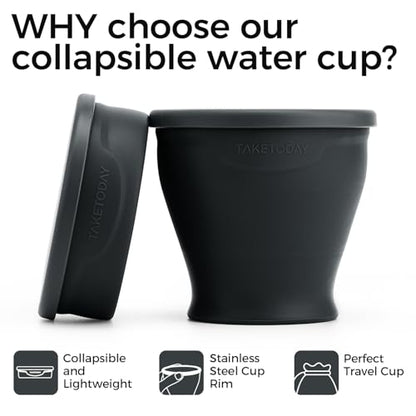 TakeToday Collapsible Cup 8 oz 2-Pack for Travel, Navy & Charcoal - color: Navy & Charcoal